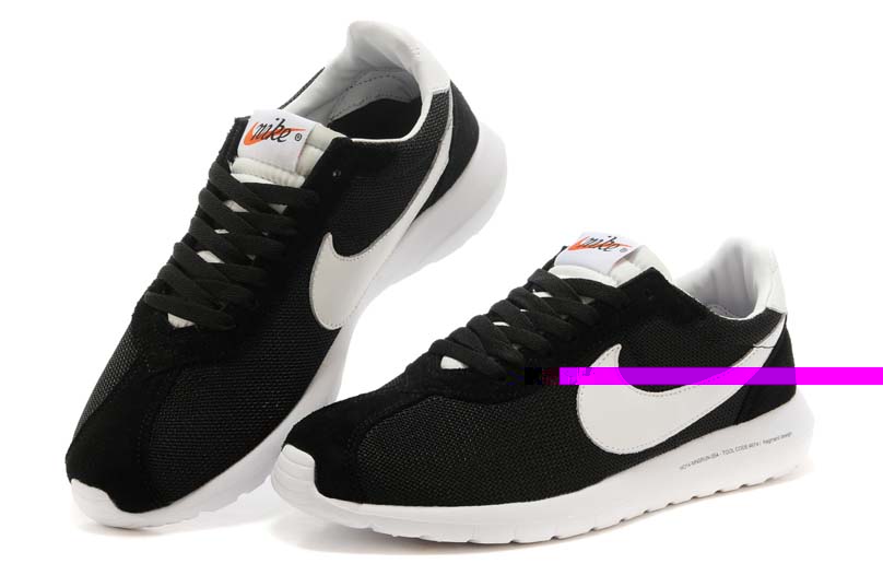 nike roshe run 2015 cuir maille olympique blanc noir (2)